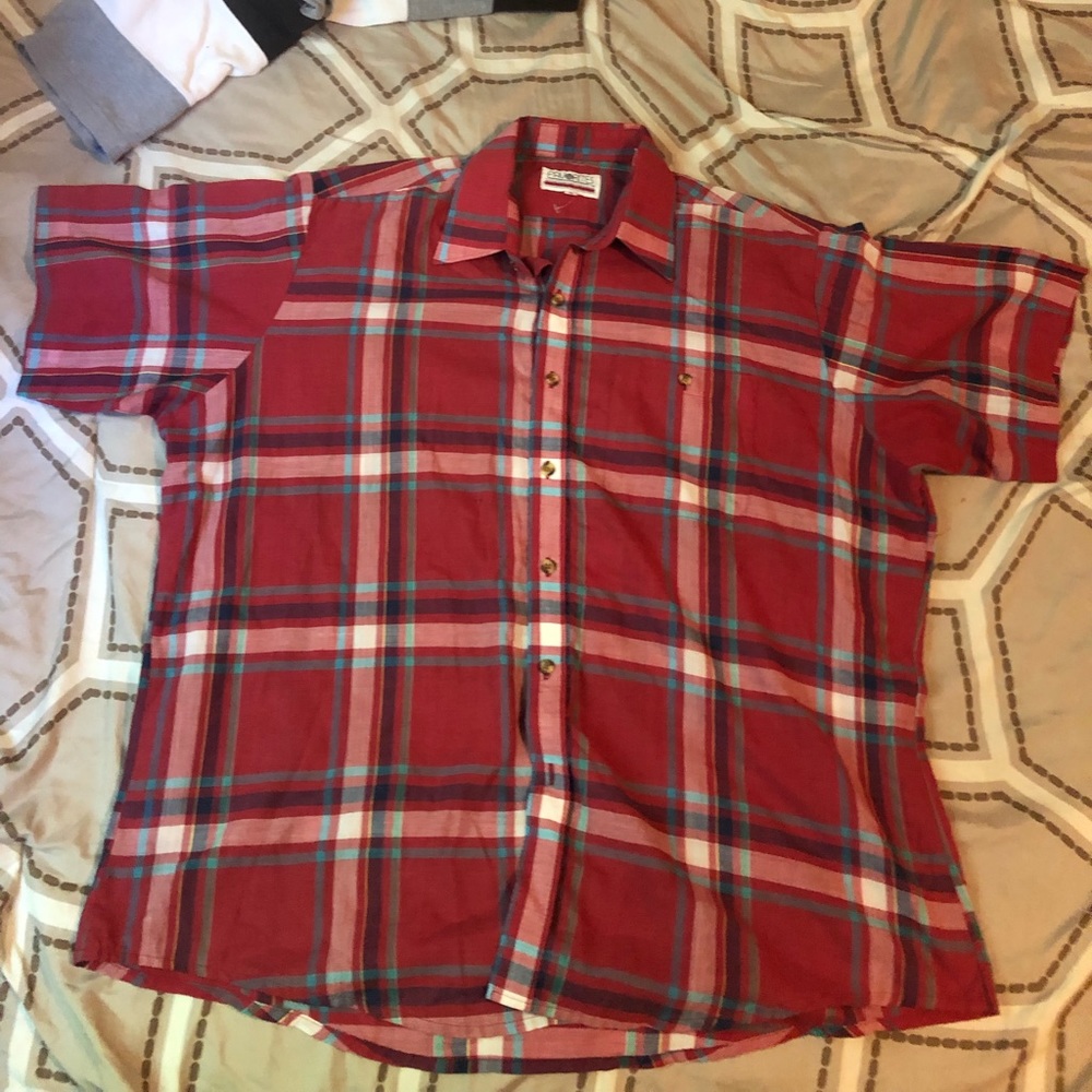 Red button down shirt